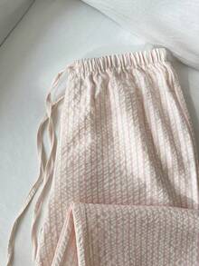 Elamini 女士低腰直筒休闲度假裤，学院风，春夏款 - 粉色 - 查看 3