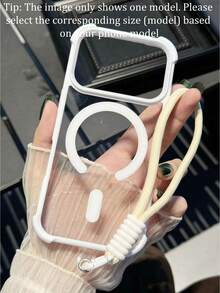 1pc Fly Trap + Magnetic Acrylic 2-In-1 Reinforced Thick Minimalist Phone Case Compatible With IPhone 17/17 Air/17 Pro/17 Pro Max/16 Pro Max/16/16 Pro/16 Plus/15/15 Pro Max/15 Pro/11/12/13/14 Pro Max/11 Pro/11 Pro Max/12 Pro/12 Pro Max/13 Pro/13 Pro Max/14 Pro/14 Pro Max/XR, Creative High-End Design - White - View 28