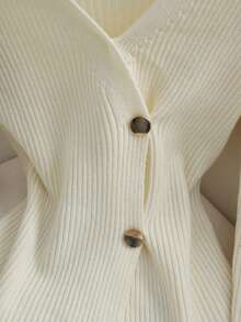 Franclia New Elegant V-Neck Design Solid Color Pullover Sweater For Women, Versatile For Autumn, Christmas - White - View 5