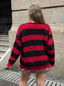 SHEIN EZwear Große Größen Halloween Schwarz & Rot Strass Vintage Pullover in Große Größen - Verschiedenfarbig - Übersicht 2