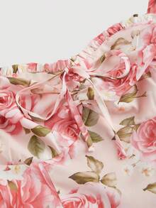 SHEIN MOD 法式浪漫印花吊带中长连衣裙，情人节连衣裙，夏季女装，波西米亚风女装，粉色碎花连衣裙，情人节连衣裙 - 彩色 - 查看 4