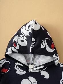 SHEIN Felix The Cat Young Boy Casual Black Cartoon Pattern Cute Long Sleeve Sweatshirt, Suitable For Spring And Autumn - Black - View 3