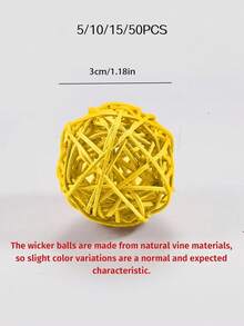 5/10/15/50个装鹦鹉柳条球玩具，直径3厘米，可供鹦鹉啃咬，柳条编织鹦鹉玩具 - 黃色 - 查看 5