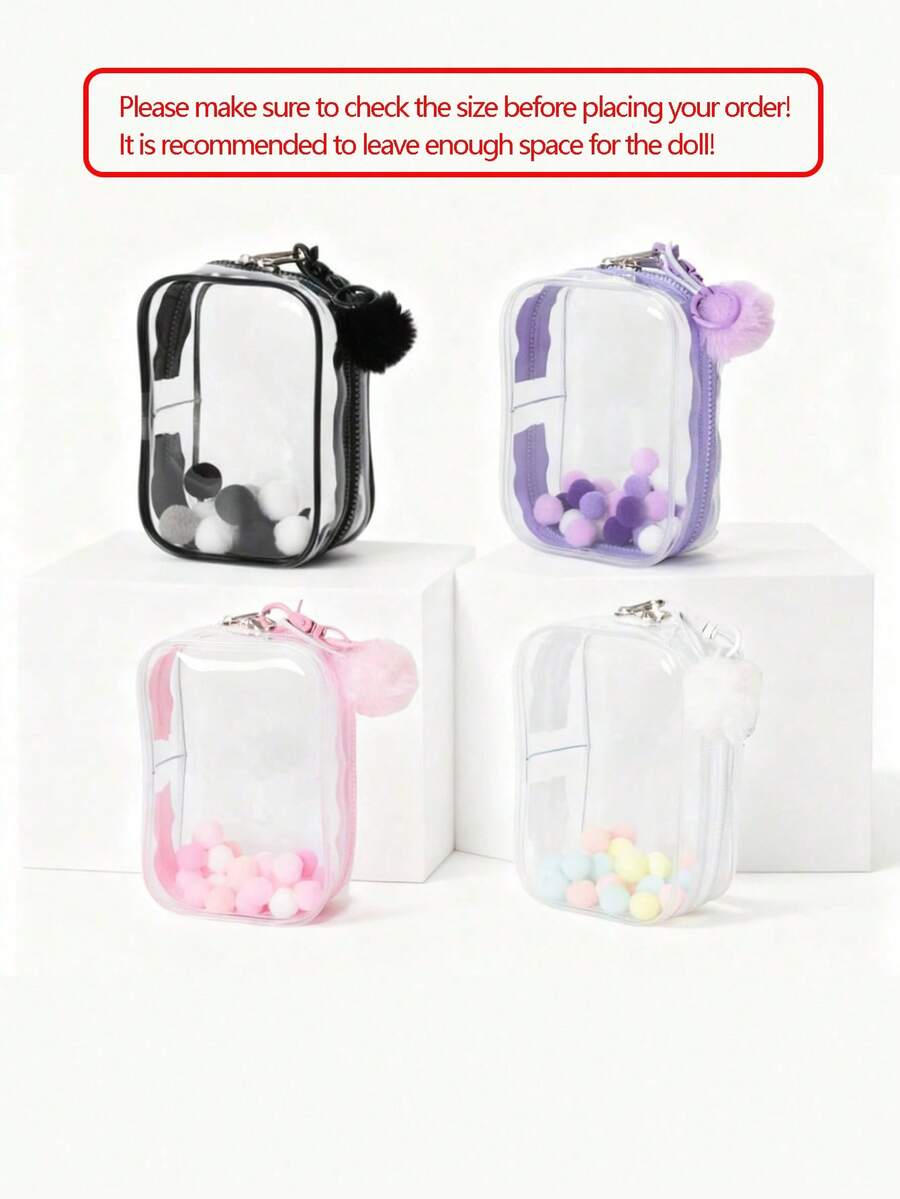 SHEIN Tas Penyimpanan Display, Kantong Anti Debu Transparan untuk Boneka Monster yang Elegan, Organizer PVC Portabel & Tahan Air dengan Gantungan Kunci untuk Boneka, Mainan, Kabel, Ideal untuk Hadiah Ulang Tahun/Natal (Boneka Tidak Termasuk) - MultiWarna - View 1