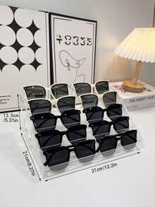 Multifunctional Transparent Acrylic Eyewear Display Case Organizer Stand For Sunglasses Optical Glasses Storage Desktop Countertop Shop Home Decoration Wedding Party Gift Idea - White - View 4