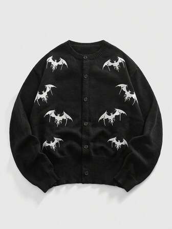 Street Life Men's Dark Bat Embroidery Cardigan