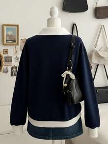 Lalippa 休闲撞色拼接卫衣，秋冬款 - 彩色 - 查看 2