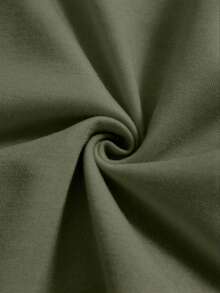 Airaco 休闲纯色半拉链抽绳下摆卫衣 - 橄欖綠 - 查看 7