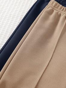 SHEIN 2pcs Baby Boys Grey & Black Thermal Lined Loose Wide Leg Pants, Contrast Drawstring Waist, All-Match Versatile Casual Wear For School, Home, Outings, Fashionable For Autumn/Winter Long Baby Shorts For Boys - Multicolor - View 6