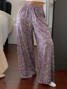 DAZY Floral & Plant Print Loose Women Pajama Bottoms