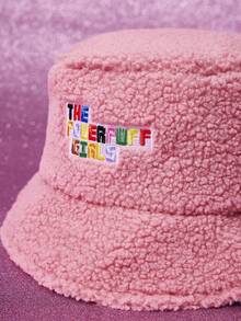 THE POWERPUFF GIRLS X SHEIN 1顶刺绣渔夫毛线帽，毛绒材质，时尚冬季款 - A - 查看 2