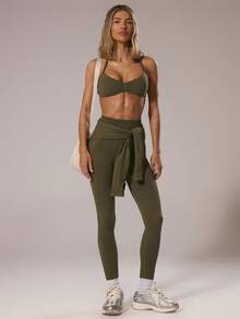 Musera Sport Musera Top de Sport Froncé Devant à Double Bretelle Croisée Coordonné Automne Hiver Actif Sport Gym Entraînement Lounge Padel Fitness