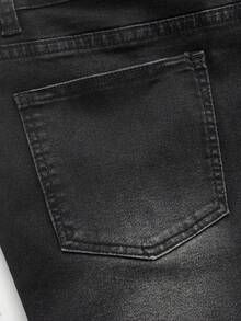 ROMWE MEN Street Life Men's Fashion Commuter Rhinestone Embellished Flared Jeans - Black - View 5