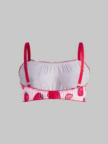 ROMWE Kawaii 2件套加大码甜美可爱草莓花卉印花文胸套装 - 彩色 - 查看 9