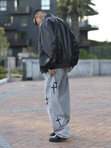 Devon Thys 男士休闲宽松商务皮夹克，适合秋季，垃圾摇滚风格 - 黑色 - 查看 2