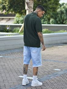 Devon Thys 男士休闲针织 Polo 衫，透气绿色针织衫，常规款式，短袖，经典 Polo 领 - 橄欖綠 - 查看 6