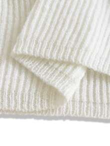 Franclia 女士秋冬简约白色时尚针织长袖套头毛衣，适合秋季、新年、感恩节、派对、婚礼等场合，优雅百搭。 - 白色 - 查看 6