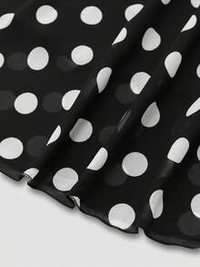 SHEIN LUNE Jupe longue en mousseline de soie à taille élastique avec imprimé pois, pour la mode grande taille d'été, jupe maxi pour le Thanksgiving