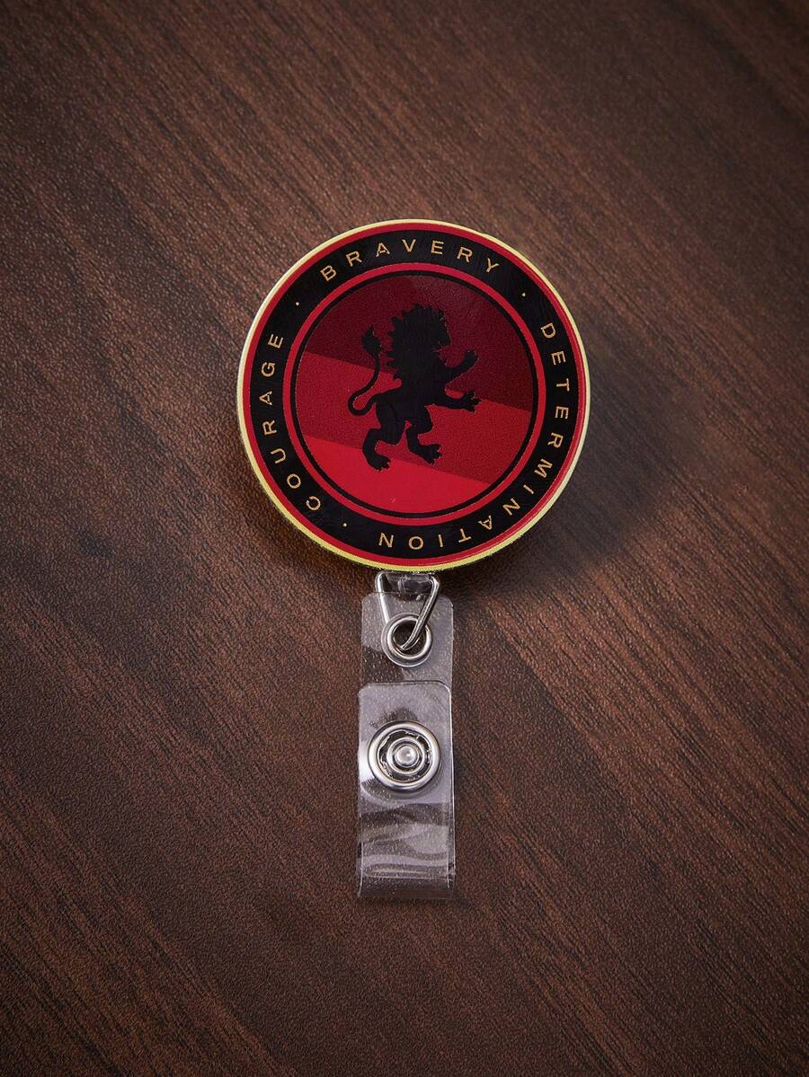 HARRY POTTER X SHEIN 1 pieza Broche de acrílico con brillo y estampado de dibujos animados divertidos, extensible libremente, rotación de 360°, de moda y lindo, con cierre de fácil uso - Rojo - Ver 1
