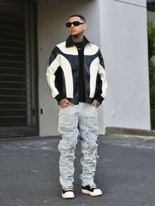 Devon Thys Men Ripped Frayed Skinny Jeans - Light Wash - View 1