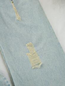 女童阔腿牛仔裤，浅色水洗，爱心刺绣，休闲宽松版型，松紧腰带，适合上学、户外活动、街头穿着、日常穿着、派对、度假、通勤、居家等场合，秋季新品 - 淺色水洗藍 - 查看 5