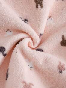 2pcs/Set Baby Girls Pajamas-Pajama Set Crew Neck Long Sleeve Top And Pants Pink Bunny Head Print Lace Collar Button Front Elastic Cuffs Four Season 2026 New Year Essential Baby Girls Clothes Baby Sleep Wear Set Baby Pj Set - Pink - View 3