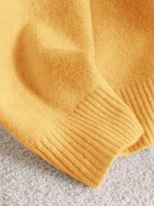 CosyJoli Suéter holgado de talla grande con cuello en V, lazo y espalda suelta - Amarillo - Ver 7