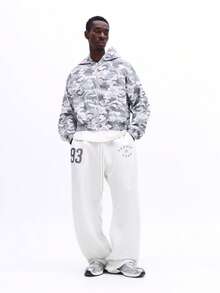 SUMWON Relaxed Fit Graphic Sweatpants With Number Print And Drawstring Waist For Casual Everyday Comfort - Light Grey - View 3