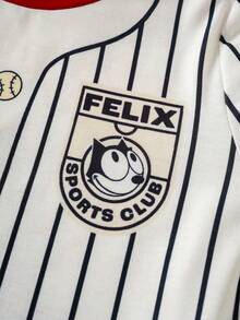 SHEIN Felix The Cat Young Boy Cartoon & Striped Pattern School Style Long Sleeve T-Shirt - متعدد الألوان - مشاهدة 6