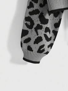 ROMWE Kawaii 2pcs/Set Women Leopard Print Bow Decor Sweater - Multicolor - View 5