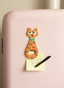 Joivida 1入組可定制的可愛貓或狗頭部壓花金箔藝術雙用瓶開器和冰箱磁鐵,適用於家居裝飾、日常使用或節日禮品 - 彩色 - 查看 2