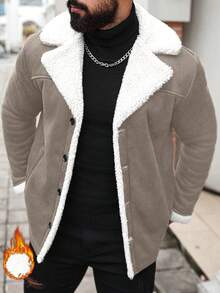 Manfinity Homme 男士修身休闲双面夹克，秋冬款 - 米色 - 查看 4