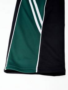 SHEIN ChillGRL Pantaloni larghi sportivi con blocchi di colore casual e ampi per ragazze pre-adolescenti, adatti per l'uso quotidiano, il tempo libero e l'abbigliamento da strada, primavera/estate - nero - Visualizzare 5