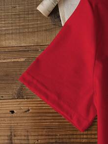 Betty Boop x SHEIN Women Casual Loose Crew Neck Short Sleeve T-Shirt, Suitable For Summer Suitable For Going Out - Red - View 5