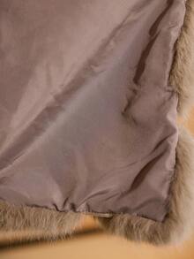 MOTF PREMIUM 时尚立领罗纹人造毛皮大衣 - 卡其色 - 查看 8