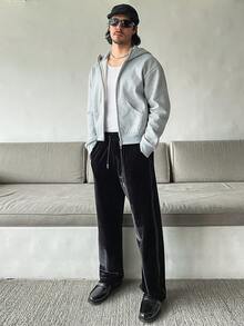 HUEFORM 男士纯色休闲抽绳腰带口袋运动裤 - 黑色 - 查看 2