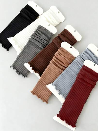 Kawaii 1 Paio di coprigambe lavorati a maglia, calze imbottite calde per autunno e inverno, copristivali basic di colore unito (colore a sorpresa, non si accettano colori specifici)