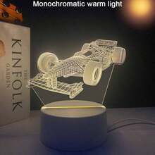 Đèn ngủ 3D Vision ánh sáng ấm áp này có thiết kế xe đua tinh tế với các chi tiết chân thực và hiệu ứng 3D tạo nên bầu không khí ấm cúng và vui nhộn trong phòng vào ban đêm. - trắng - Xem 7