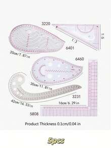 French Curve Metric Ruler Set Sewing Measure Dressmaking TailorDrawing Template Craft Tool French Metric Ruler Curve Ruler SewingRuler Dressmaking Tailor Tool Sewing Tools Tailor Ruler Multifunction Mother Day Gift,Mother's Day Gifts Women - Multicolor - View 9