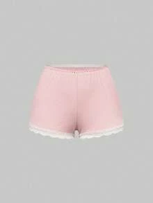 ROMWE 女士罗纹蕾丝吊带背心和短裤休闲睡衣套装，情人节礼物