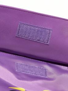 DORA | SHEIN 1 Pc Cute Cartoon Print Backpack, Adjustable Shoulder Strap Length, Gym Bag, Casual Bag, Canvas Backpack, School Bag, Travel Bag , Purple - Purple - View 8