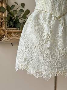 Lovelzi Elegant, Romantic, Fashionable White Lace Fabric Mermaid Hem Dress, Suitable For Single Party, Wedding, Graduation, Vacation, Afternoon Tea, Bridal Shower