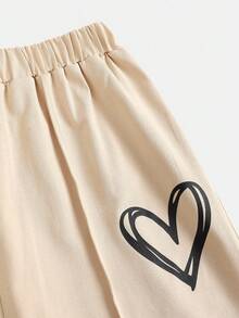 SHEIN Girlism 青少年女孩两件套休闲装 - 宽松圆领针织上衣，带有图案印花和宽松短裤，适合日常穿着、返校、假期、家庭户外活动、春季野餐和各种场合