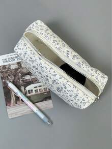 Túi dây rút họa tiết hoa 2 trong 1: Túi đựng mỹ phẩm & Hộp bút học sinh, Túi mỹ phẩm chống thấm nước dễ thương, thẩm mỹ cho trường học, du lịch, phòng tập thể dục | Túi đựng đồ dùng vệ sinh cá nhân và đồ dùng học tập di động - màu tím - Xem 2