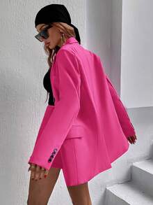 GENKIRA Áo khoác  âu phục nữ Nút màu trơn Thanh lịch - Màu Hồng Tươi - Xem 2