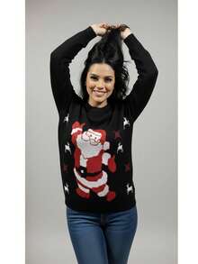 Sueter de navidad para mujer de punto ideal para fiestas y cena de navidad - Negro - Ver 2