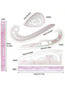 French Curve Metric Ruler Set Sewing Measure Dressmaking TailorDrawing Template Craft Tool French Metric Ruler Curve Ruler SewingRuler Dressmaking Tailor Tool Sewing Tools Tailor Ruler Multifunction Mother Day Gift,Mother's Day Gifts Women - Multicolor - View 4