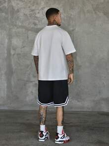 Devon Thys 男士夏季新款男友风速干休闲运动短裤，配有抽绳腰带，适合健身、跑步和沙滩装，Emo，2000 年代风格 - 黑色 - 查看 2