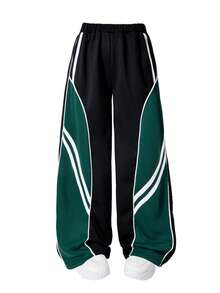 SHEIN ChillGRL Pantaloni larghi sportivi con blocchi di colore casual e ampi per ragazze pre-adolescenti, adatti per l'uso quotidiano, il tempo libero e l'abbigliamento da strada, primavera/estate - nero - Visualizzare 3