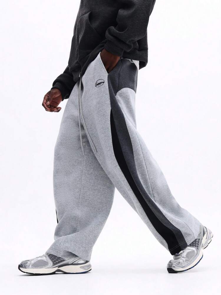 SUMWON Loose Fit Color Block Sweatpants With Side Stripe Detail Casual Comfort Fleece Pants For Everyday Wear Winter Loungewear Plain